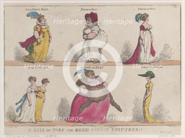 A Bill of Fare for Bond Street Epicures!!, October 25, 1808., October 25, 1808. Creator: Thomas Rowlandson.