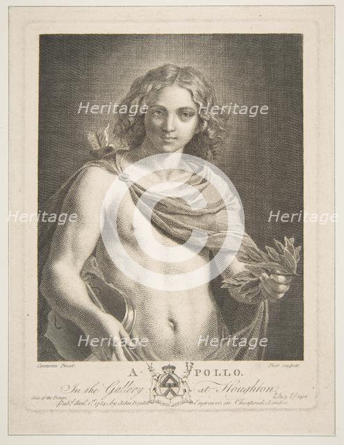 Apollo wearing a mantle and holding a laurel branch and violin, 1784. Creator: Victor Marie Picot.