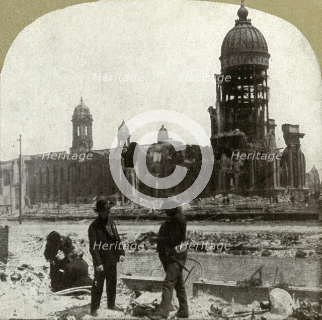 'City Hall from McAllister St. looking northeast', 1906.  Creator: Unknown.