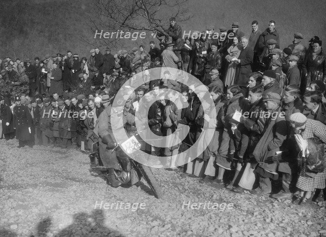 172 cc SOS of RWH Hole competing in the MCC Lands End Trial, Beggars Roost, Devon, 1936. Artist: Bill Brunell.