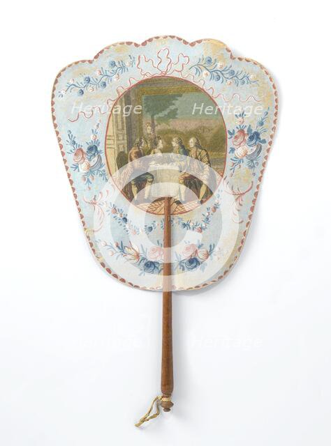Hand screen depicting Dorval and Lucile, c.1769-c.1781. Creators: Anon, Charles Emmanuel Patas.
