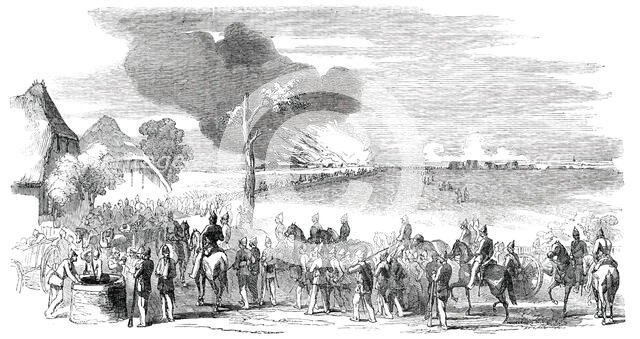 Schleswig-Holstein War - Burning of the Lesser Camp, at Kochendorf, 1850. Creator: Unknown.