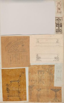 Page from a Scrapbook containing Drawings and Several Prints of Architecture, Int..., ca. 1800-1850. Creators: Workshop of Charles Percier, Workshop of Pierre François Léonard Fontaine.