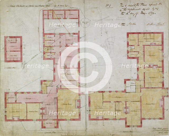 Plans for the Red House, Bexleyheath, London, 1859. Artist: Philip Webb