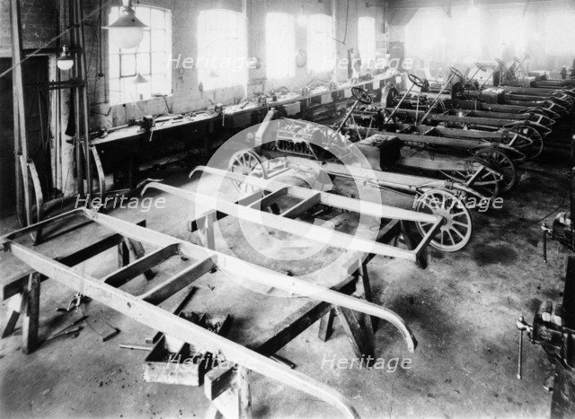 Chassis assembly at the Iris car works, Willesden, London, c1907. Artist: Unknown