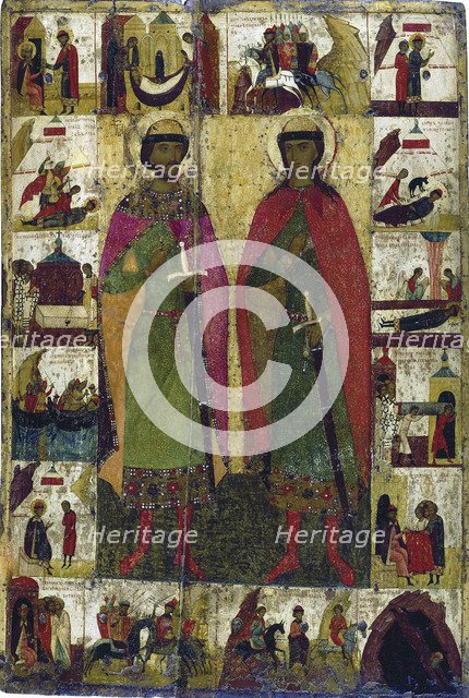 The Saints Boris and Gleb', 14th century. Creator: Russian icon.