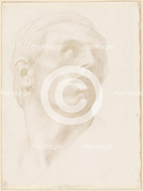 Head of a Man Looking Up to the Right, 1890s?. Creator: Alphonse Legros.