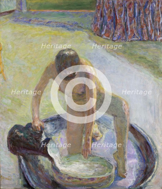 Nude Crouching in the Bathtub (Nu accroupi au tub), 1918. Creator: Bonnard, Pierre (1867-1947).