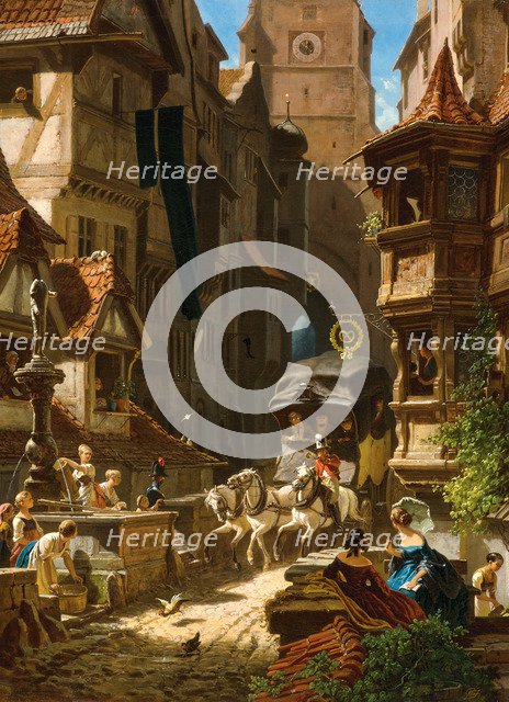 Arrival of the Stagecoach, ca 1859.