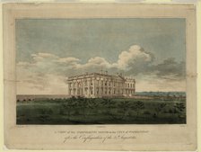 View of the White house in the city of Washington after the conflagration of the 24th August 1814, 1 Artist: Strickland, William (1787-1854)