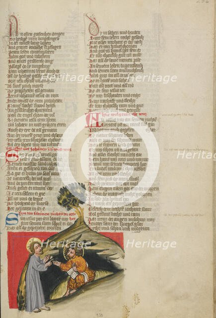 Christ before Saint John the Baptist; Weltchronik, about 1400-1410. Creator: Unknown.