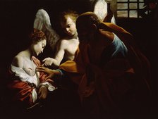 Saint Agatha Attended by Saint Peter and an Angel in Prison, ca 1614. Artist: Lanfranco, Giovanni (1582-1647)