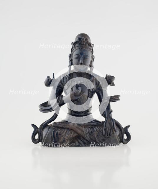 Guanyin with wood base, 1644-1912. Creator: Unknown.