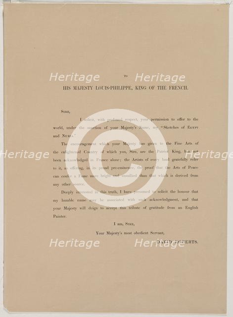 Egypt and Nubia, Volume I: Dedication Page, 1846. Creator: Louis Haghe (British, 1806-1885); F.G.Moon, 20 Threadneedle Street, London.