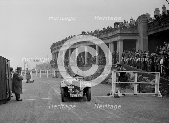 Singer of DE Harris competing in the Blackpool Rally, 1936. Artist: Bill Brunell.