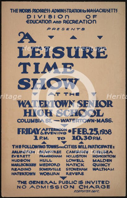 A Leisure Time Show, Watertown, MA, 1938. Creator: Unknown.