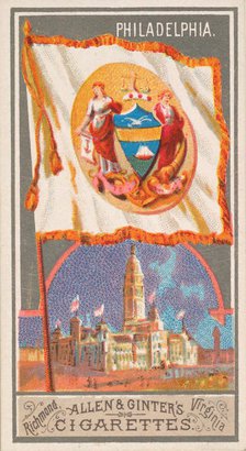 Philadelphia, from the City Flags series (N6) for Allen & Ginter Cigarettes Brands, 1887. Creator: Allen & Ginter.