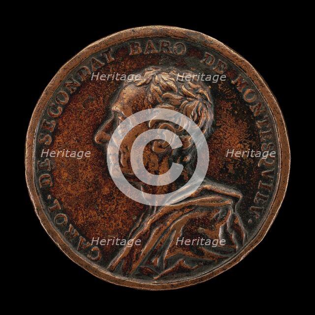 Charles de Secondat, Baron of La Brède and Montesquieu, 1689-1755..., [obverse], 1753. Creator: Jacques-Antoine Dassier.