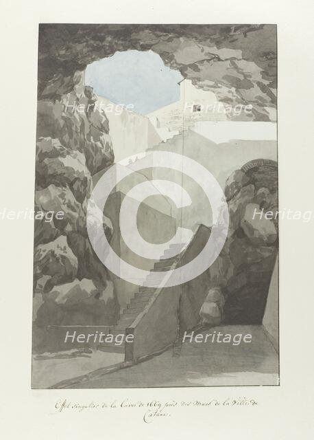 Remarkable lava rocks from 1669 at the city walls of Catania, 1778. Creator: Louis Ducros.