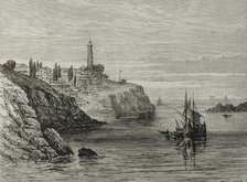 Bosphorus lighthouse at the entrance to the Black Sea, on the European coast, Turkey, 1878. Creator: John Greenaway.