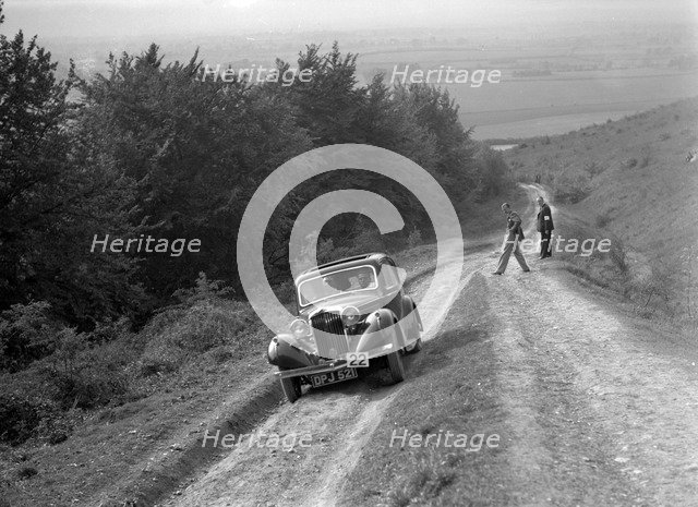 1936 Talbot 10 1185 cc competing in a Talbot CC trial. Artist: Bill Brunell.