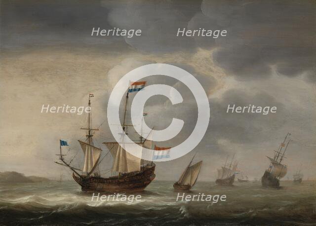 Ships off the Coast, c.1652. Creator: Jacob Gerritz Loef.
