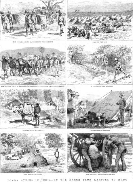 '' Tommy Atkins in India -- On the March from Kamptee to Mhow', 1890. Creator: Unknown.