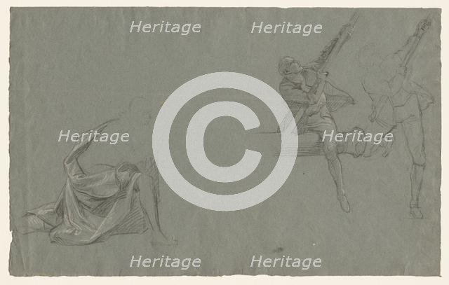 Drapery Study; Two Figures Pulling a Pole, 1785-86. Creator: John Singleton Copley (American, 1738-1815).