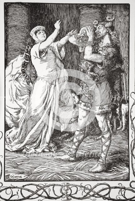 'The Queen cried to him to forbear', 1905.  Artist: Dora Curtis