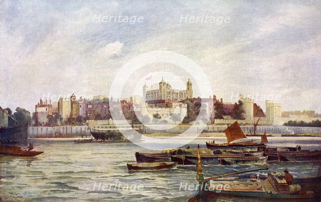 The Tower of London from across the Thames.Artist: Andre & Sleigh
