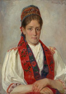 Portrait of a Woman in a Folk Costume, 1902. Creator: Jozef Hanula.