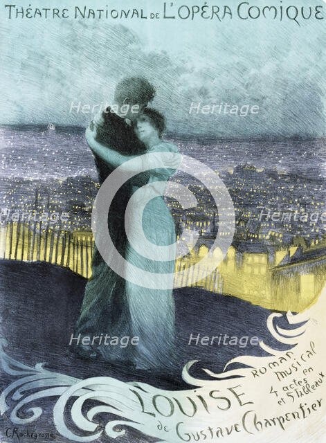 Poster for the Oper Louise by Gustave Charpentier, 1900. Creator: Rochegrosse, Georges Antoine (1859-1938).