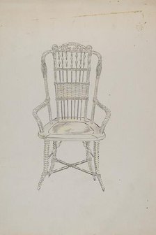 Chinese Cane Chair, c. 1936. Creator: Sebastian Simonet.