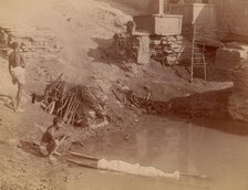 Cremation Ground at Manikarnika Ghat, Varanasi, India, 1860s-70s. Creator: Lawrie & Co., G.W.