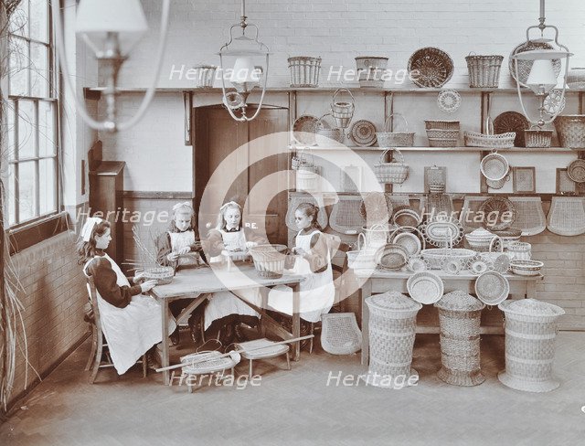 Basketry workshop at Elm Lodge Residential School for Elder Blind Girls, London, 1908. Artist: Unknown.