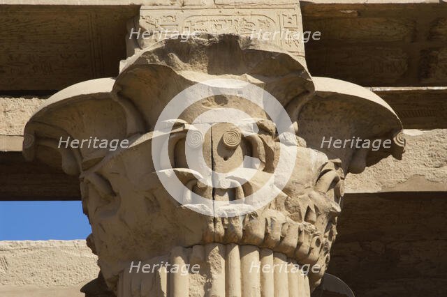 Capital, papyrus column, Temple of Kom Ombo, Egypt, Ptolemaic Dynasty, 2nd century BC (2023). Creator: Unknown.