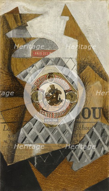 The Bottle of Anís del Mono (La bouteille d'anis), 1914. Artist: Gris, Juan (1887-1927)
