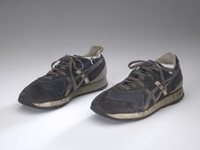 Pair of blue sneakers worn by Wellington Webb while campaigning, 1991. Creator: ASICS.