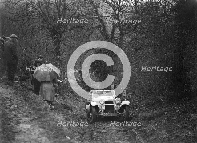 1938 HRG Standard Meadows-engined 2-seater of MH Lawson taking part in the Petersfield Trial, 1938. Artist: Bill Brunell.