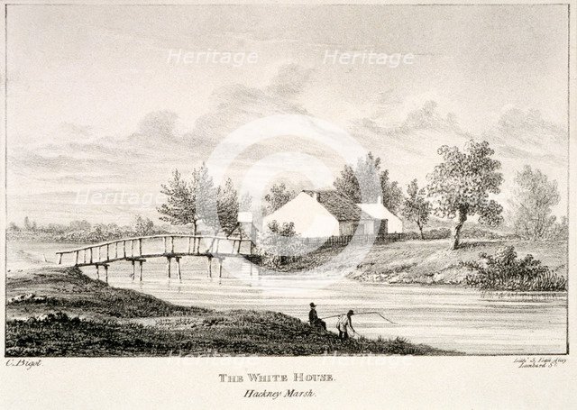 The White House on the banks of the River Lea, Hackney Marsh, London, c1830. Artist: Charles Bigot