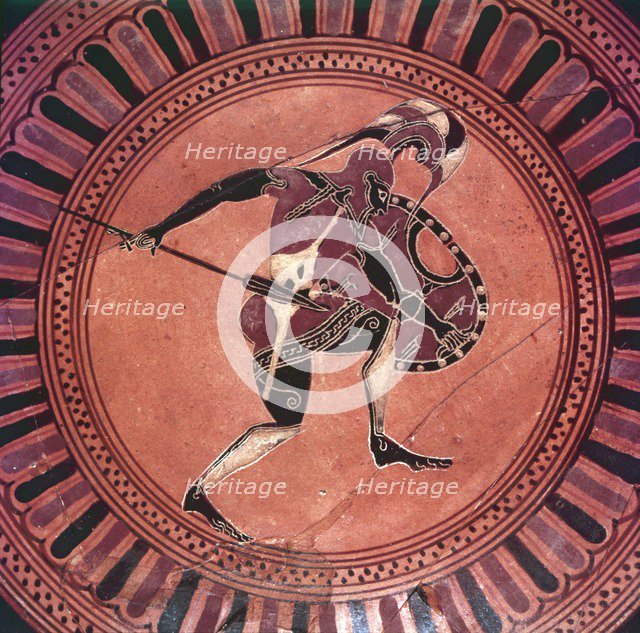 Greek Warrior Painted Siana Cup, c6th century BC.