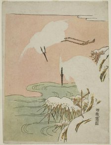 Two Egrets in the Snow, c. 1773. Creator: Isoda Koryusai.