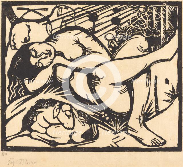 Sleeping Shepherdess (Schlafende Hirtin), 1912. Creator: Franz Marc.