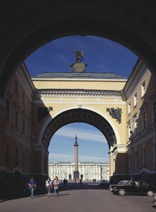 The Triumphal Arch of the General Staff Building in Saint Petersburg, 1819-1829. Artist: Rossi, Carlo (1775-1849)