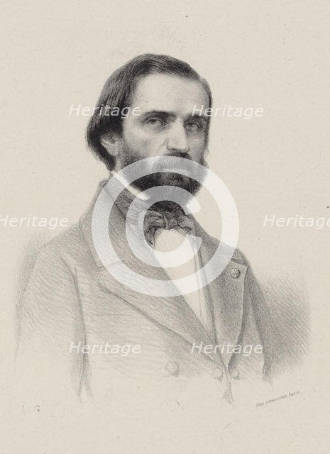 Portrait of the Composer Giuseppe Verdi (1813-1901), c. 1850. Creator: Anonymous.