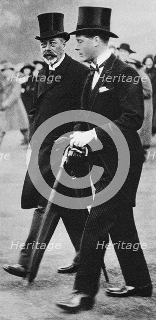 King George V and his son, Prince Edward, Duke of Windsor, 1930s. Artist: Unknown