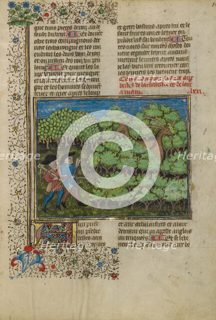 Archers Stalking Deer; Livre de la Chasse, about 1430-1440. Creator: Unknown.