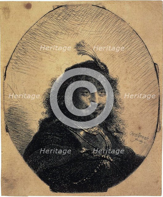 'Self-Portrait in a Cap with a Plume and a Sabre', 1634.  Artist: Rembrandt Harmensz van Rijn    