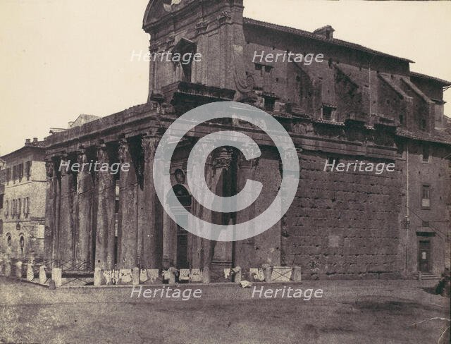 Temple of Antonius and Faustina, San Lorenzo in Miranda, Rome, 1850s. Creator: Calvert Jones.