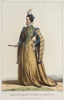 Fashion Plate: Dame Francaise Du Temps De Henri III, no. 44, c1850. Creator: Unknown.
